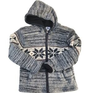 Rocky‎ Mountain Outfitters Wool Knit Hooded Sweater Jacket Snowflake XL